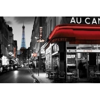 Affiche Poster Plastifié PARIS TOUR EIFFEL CAFÉ CRÊPERIE
