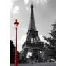 Affiche Poster Plastifié PARIS TOUR EIFFEL LAMPADAIRE ROUGE